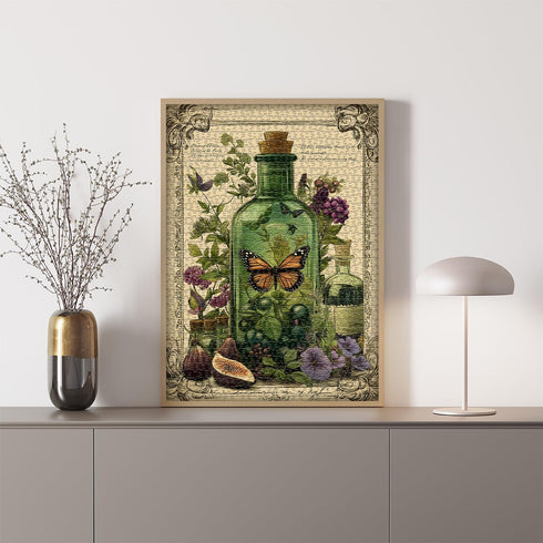PICKFORU 1000 Plant Puzzles for Adults Pieces, Vintage Butterfly Magic Potion Bottle Puzzles,Flower Jigsaw Puzzle Retro