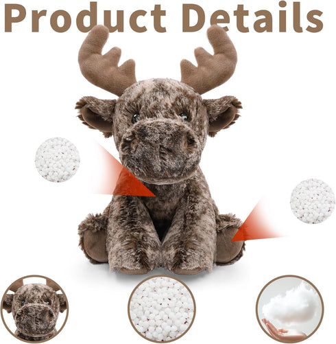 Hideekoog 1-3 -8.5 Inch Deer Stuffed Animal Toy, Soft Huggable Deer Plush Toys for Kids, Cute Moose Animal Gift