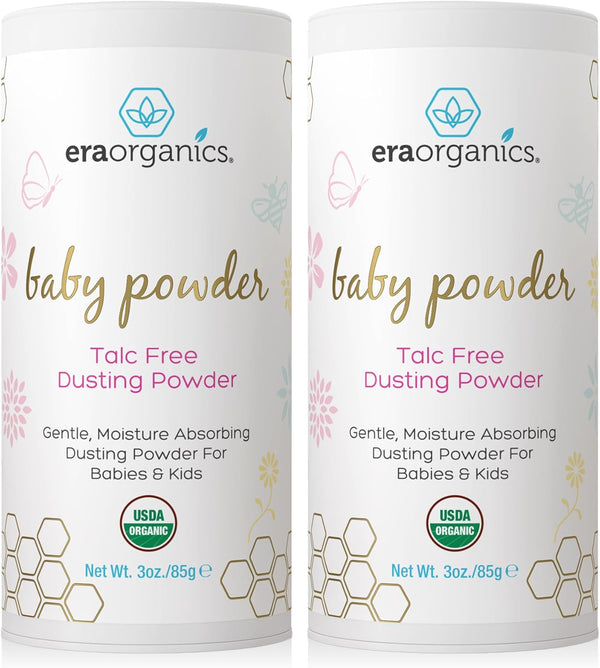 Era Organics Talc-Free Organic Baby Powder - USDA Organic Dusting Powder with