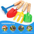 Anzmtosn Kids Metal Garden Tool Set, 4 Pack Sand Toy with Rake, Spade, Hoe, and Leaf Rake for Outdoor Gardening