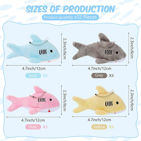 Mini Stuffed Animal Soft Shark Plush Toys, 4.7 Inch Tiny Ocean Animal Party Favors for Kids