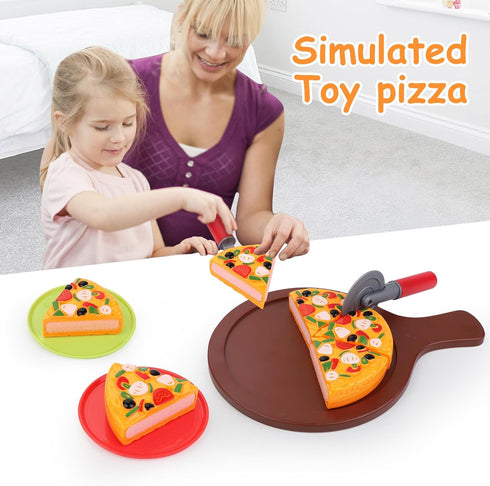 15-Piece Pizza Party Play Set for Kids - Realistic Pretend Play Food Kit for Slice and Serve Kitchen Cooking