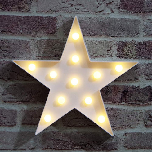 LED Marquee Star Sign Night Light, Battery Operated Star Shaped Desk Lamp for Kids, Nursery Room Decor