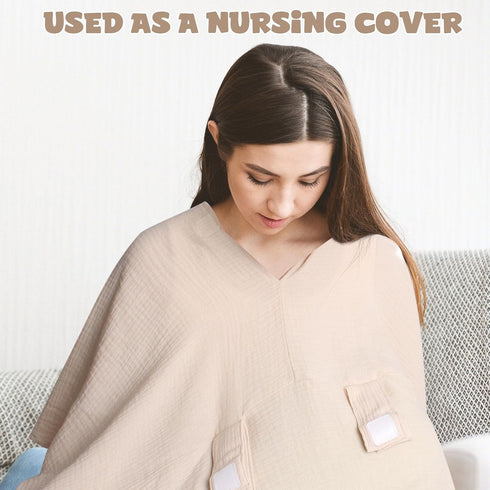 Baby Car Seat Cover - Muslin Infant Canopy with Peekaboo Opening, Unisex Large Universal Fit for Newborns
