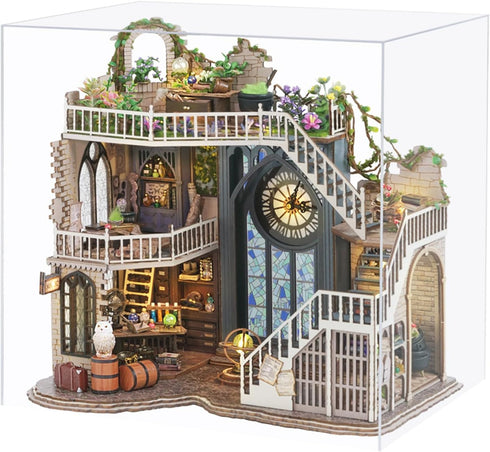 Spilay DIY Miniature Dollhouse Wooden Furniture Kit, Handmade Modern Model with Dust Cover, 1:24 Scale