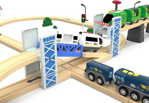 Set 2-Level Z MAYABBO Wooden Train Accessories Wood Railway Bridge for Railroad Tracks, Overpass Compatible for All