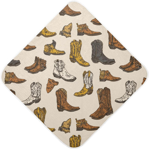Caikeny Baby Towel Cowboy Boots Baby Hooded Towel Brown Soft Cotton Bath Towels