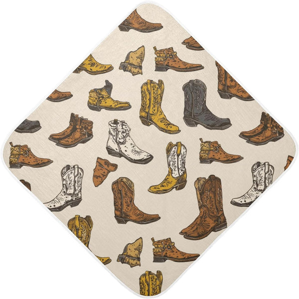 Caikeny Baby Towel Cowboy Boots Baby Hooded Towel Brown Soft Cotton Bath Towels