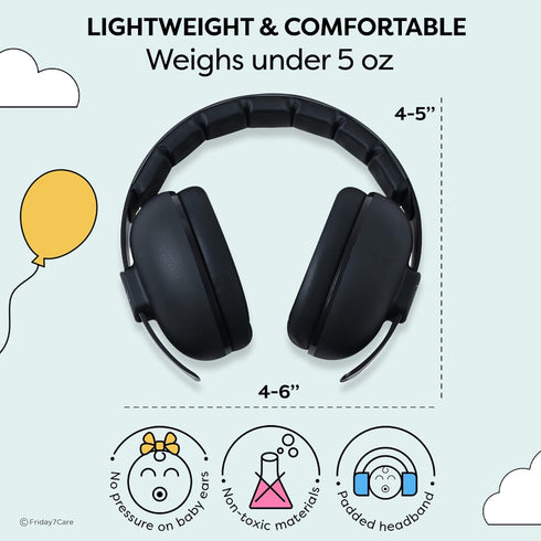 Baby Travel Noise-Cancelling Earmuffs - Adjustable Headband Infant Ear Protection Headphones for 0-24 Months