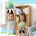 SHLEHUITD 11" 35 Earth Plush Toy Soft Round Planet Plushie Pillow with Legs, Cute Celestial-Style Buddy Globe