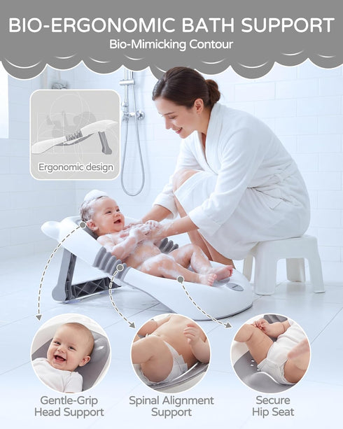 ISELECTOR 0-6 Baby Bath Support Foldable Baby Bathtub Bath Tub for Newborn Infant Baby Bath Seat with Non-Slip Suction