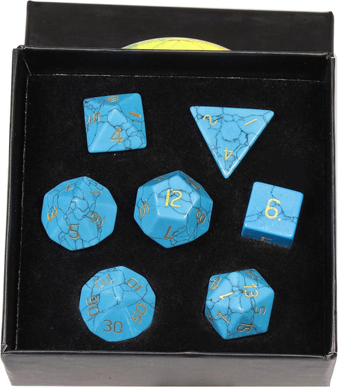 Amogeeli 7pcs Hand-Carved Crystal DND Dice Set, Stone Polyhedral Rolling Dice Kit for RPG Table Game