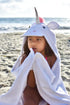 2-8 100% Hooded Baby Towel for Kids | Large Cotton Baby Towel for Girls or Boys in White | Cute Unicorn Bath Towels