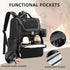 vosmles Backpack, Large Leather Diaper Bag Baby Travel Bag with Changing Pad, Insulated Pockets, Stroller Straps