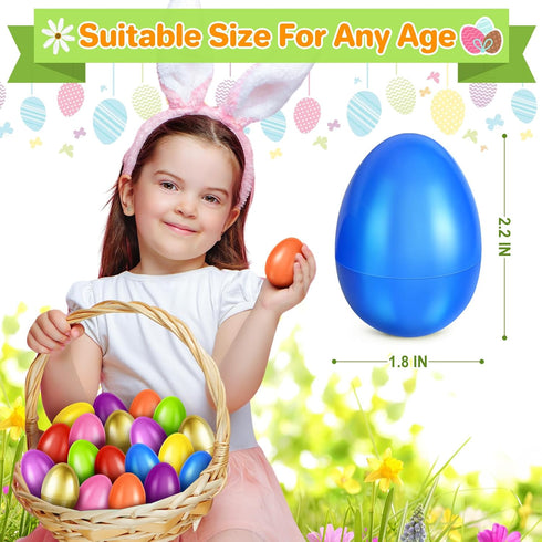 2000 2.3" 24 SpringFlower PCS Plastic Easter Eggs With Golden Easter Eggs, Empty Easter Eggs Fillable, Colorful Bright