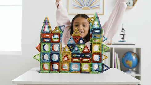 Discovery 100-Piece 3D Magnetic Tile Set, Educational STEM Toy, Construction Building Block Creativity Kit, Safe