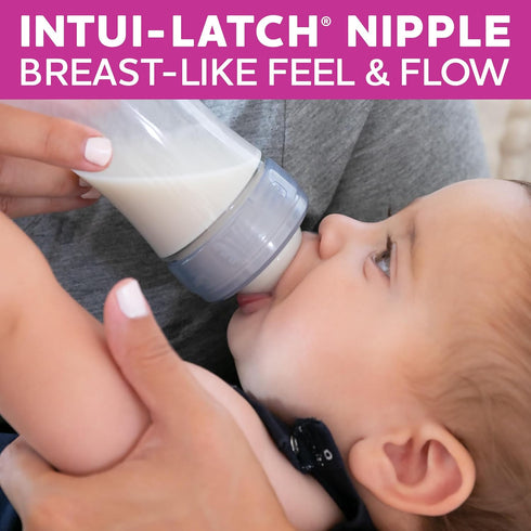 2 3+ 100% 2-Pack Chicco Duo Glass-Lined Baby Bottle Intui-Latch Nipple with Anti-Colic Valve, Stage Medium Flow