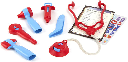 Green Toys Doctor's Kit, Red/Blue - 9 Piece Pretend Play Toy, BPA Free, Made in USA