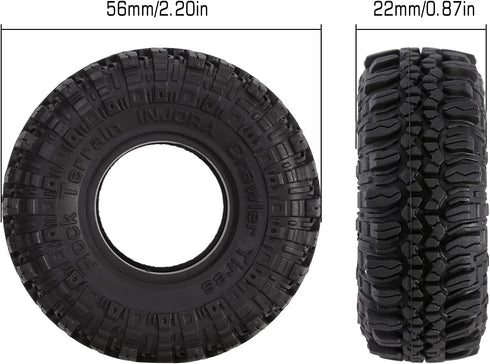INJORA 1.0 Tires Soft Rubber Crawler Wheel Tires for 1/18 TRX4M SCX24 Gladiator Bronco C10 JLU Deadbolt B17 Axial 1/24 1/18 Tracked car,4PCS,T1005