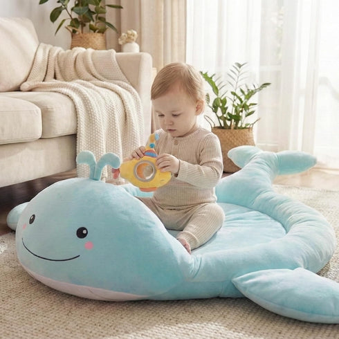 Tummy 012 Baby Play Mat, Whale Time Mat with Toys, Baby Activity Gym for Infants Months Sensory Floor Mat for Boys