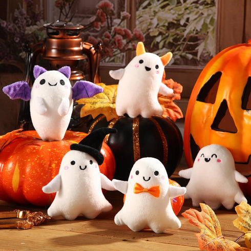 Aoriher 15 Pcs Mini Stuffed Animals, Halloween Plush Toys Small Devil Ghost Keychain for Party Favors