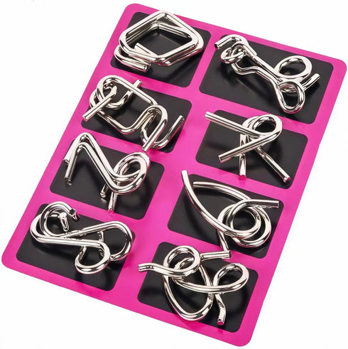 GEKELI Set 24 Metal Wire Puzzle of with Pouch,Brain Teaser IQ Test Disentanglemen Iron Link Unlock Interlock Game