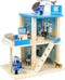 Wooden Police Station Playset Toy, Multicolor 3-Level Pretend Play Dollhouse Set with Figures