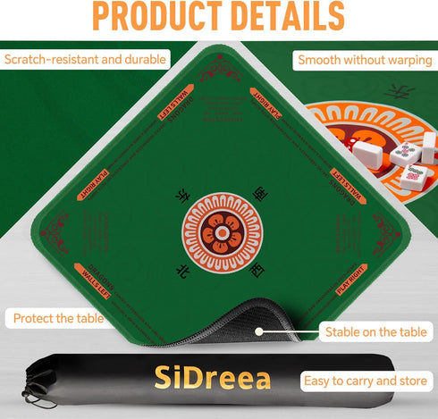 SiDreea 32.432.4 Inch Mahjong Mat, Noise Reduction Anti-Slip Mahjong Mat for Table, Mahjong Table Mat for Poker, Card