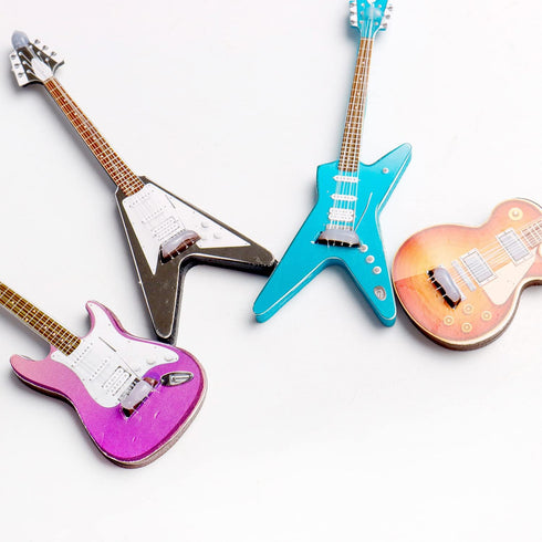 4 Pcs Miniature Guitar, Miniature Bass Model 1:12 for Mini Music Room Home Decoration