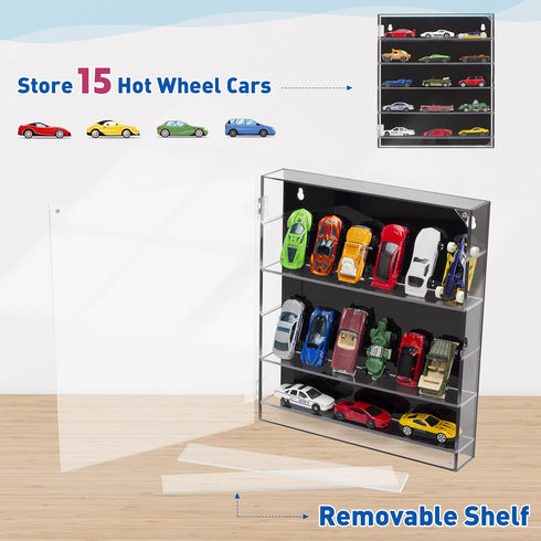 5-Tier (5-Tiers) KISLANE Acrylic Toy Car Storage, Toy Cars & Matchbox Cars Display Case, Transparent Toy Car Case