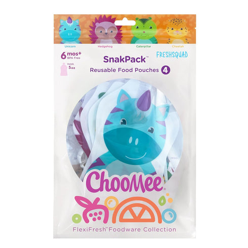 4CT, 5oz SnakPack ChooMee Reusable Baby Food Pouches | BPA Free | Refillable Toddler Squeeze Pouches for Homemade