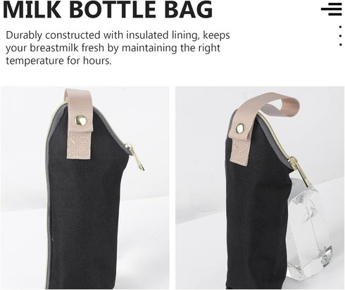 LIOOBO 2pcs Breast Milk Storage Bags Milk Bottle Pouches Thermal Insulation Feeding Bottle Bag for Mom Compact