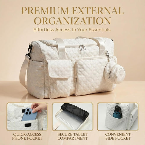 Extra Large Diaper Tote Bag with Shoe Compartment & Pacifier Pocket, Travel Baby Diaper Bag for Mom, Hospital Maternity