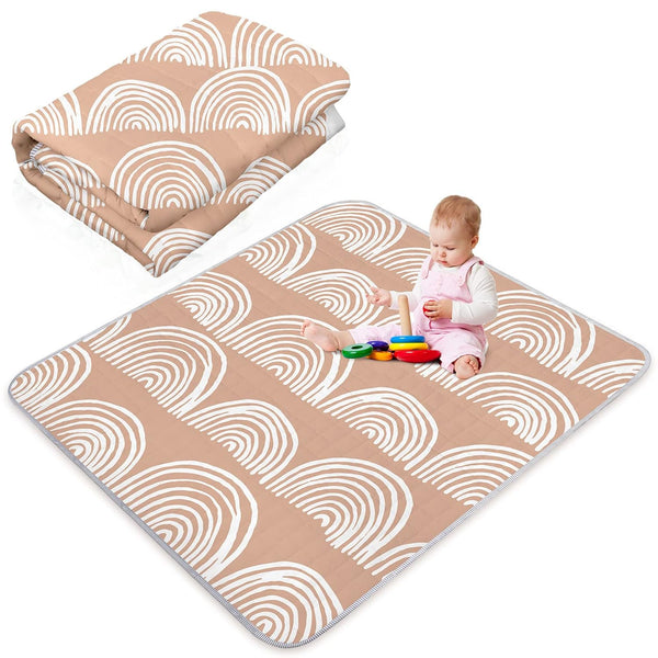 Funtery Rainbow Portable Baby Play Mat, 43 x 43 Inch Washable Foldable Crawling Mat for Infants