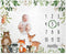 Woodland Baby Monthly Milestone Blanket, Woodland Animals Growth Chart, 50"x40" for New Moms