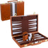 Backgammon Set for 2 Players, Classic Portable Board Game with PU Leather Case (Brown, 15inch)