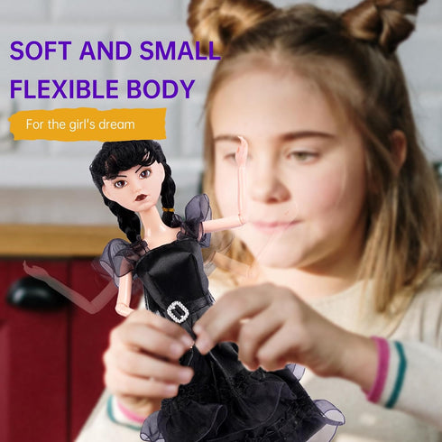 11.5 inch Black Doll with Gift Box, Black Dress, High Heels, and Hair, Perfect Gift for Girls & Fans