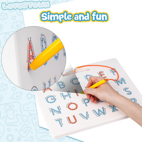 LovesTown Double Sided Magnetic Letter Board, 2 in 1 Alphabet Tracing Board for Kids