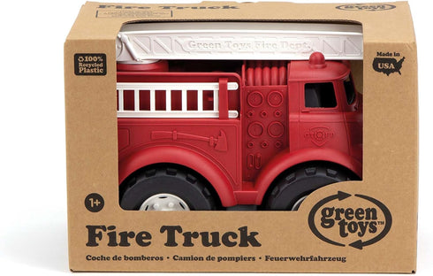 Green Toys Fire Truck - BPA and Phthalates Free Imaginative Play Toy for Kids, Red