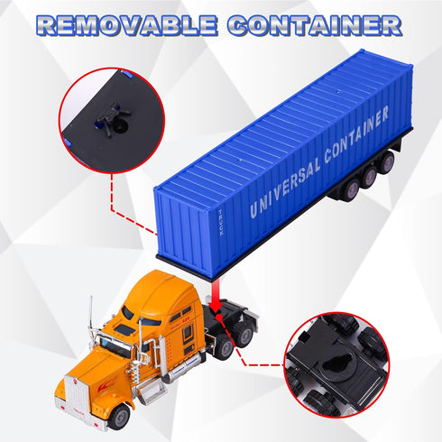 AIUAZA 1/65 Truck Model, Detachable Cargo Container, Children's Toy, Alloy Semi Truck, Trailer Toys for Boys