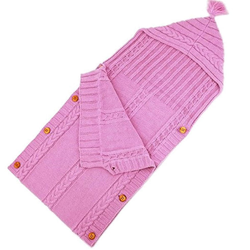 XMWEALTHY Newborn Baby Wrap Swaddle Blanket, Knit Sleeping Bag Receiving Blankets, Stroller Wrap for Baby (Pink)