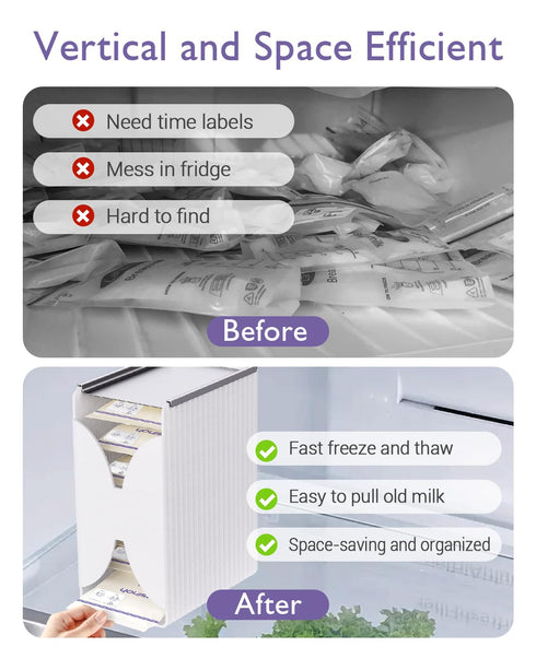 E1vee1 Freeze Organizer and Tower for Breastmilk Storage Bags, First-in First-Out Container Storing System