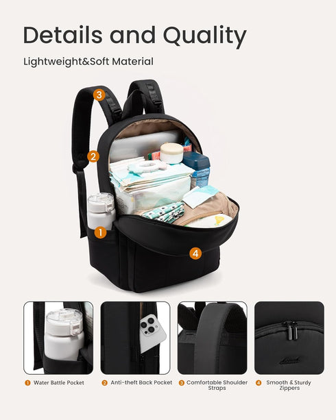 Backpack, Backpacks LOVEVOOK Diaper Bag Large Puffy Baby Bag with Changing Pad Insulated Pockets Stroller Straps