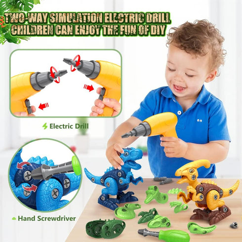 BAODLON Dinosaur Toys for Boys Age 3-7, Take Apart Building Toy with Electric Drill, Educational STEM Gift