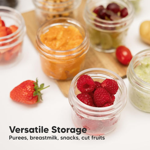 12pk 4oz KeaBabies Glass Baby Food Containers with Lids - Leak-Proof, Microwavable Small Glass Jars, Baby Purees