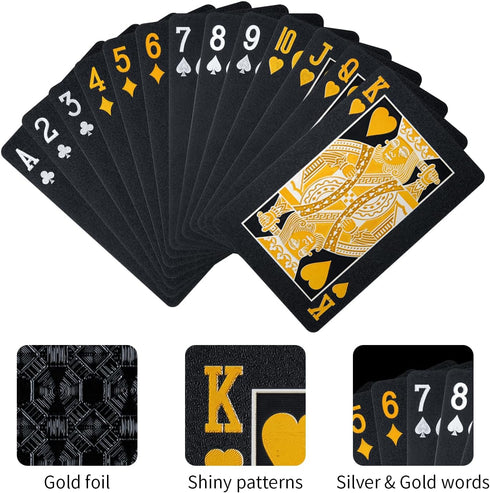 LAGEBONA Set, Waterproof Deck of CardsGift Playing CardsPoker Men Pool Poker Cards (Black Diamond)