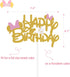 Pink And Gold Glitter Minnie Inspired Happy Birthday Cake Topper with Pink Bows and White Gloves for Girls Birthday