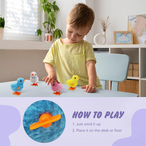 4PCS Chick Plush Wind Up Toys - Novelty Baby Chick Toys for Kids & Toddlers, Wind Up Easter Toys for Party Favors