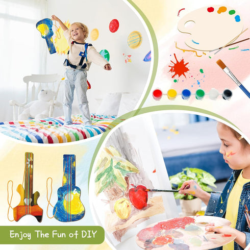 36 18 Sets (6 (6 Syhood Pcs DIY Wood Guitar Difference Designs) with Pigments Colors), DIY Wood Instruments Gift