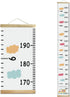 Kids Growth Chart Fabric Canvas Height Measurement Ruler - Wood Frame from Baby to Adult, Colorful Cloud, 7.9 x 79in
